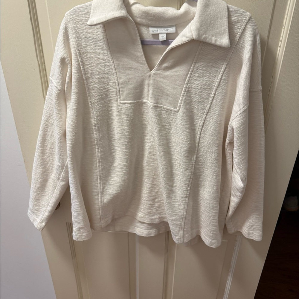 J. Jill Cream Collared Pullover Sweatshirt